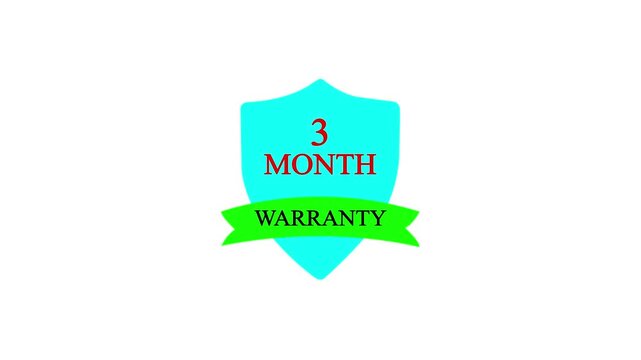 Three months warranty. Support service icon, 3 month Warranty Stamp Imprint Seal Template. Round Rubber Stamp with Text Animation.with white background and 4k video animation.