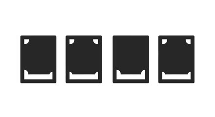 Four identical dark square cards with corner notches and horizontal bottom opening vector