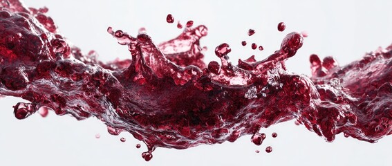 Red liquid splashes against a plain white background