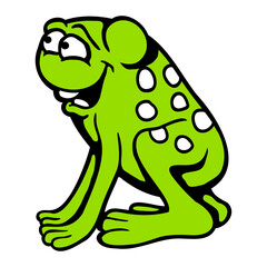 Frog Toad laughs cheerfully silly cheeky sits fun