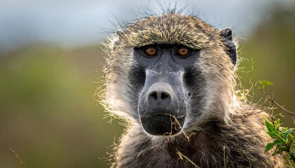 Close Portrait Baboon  