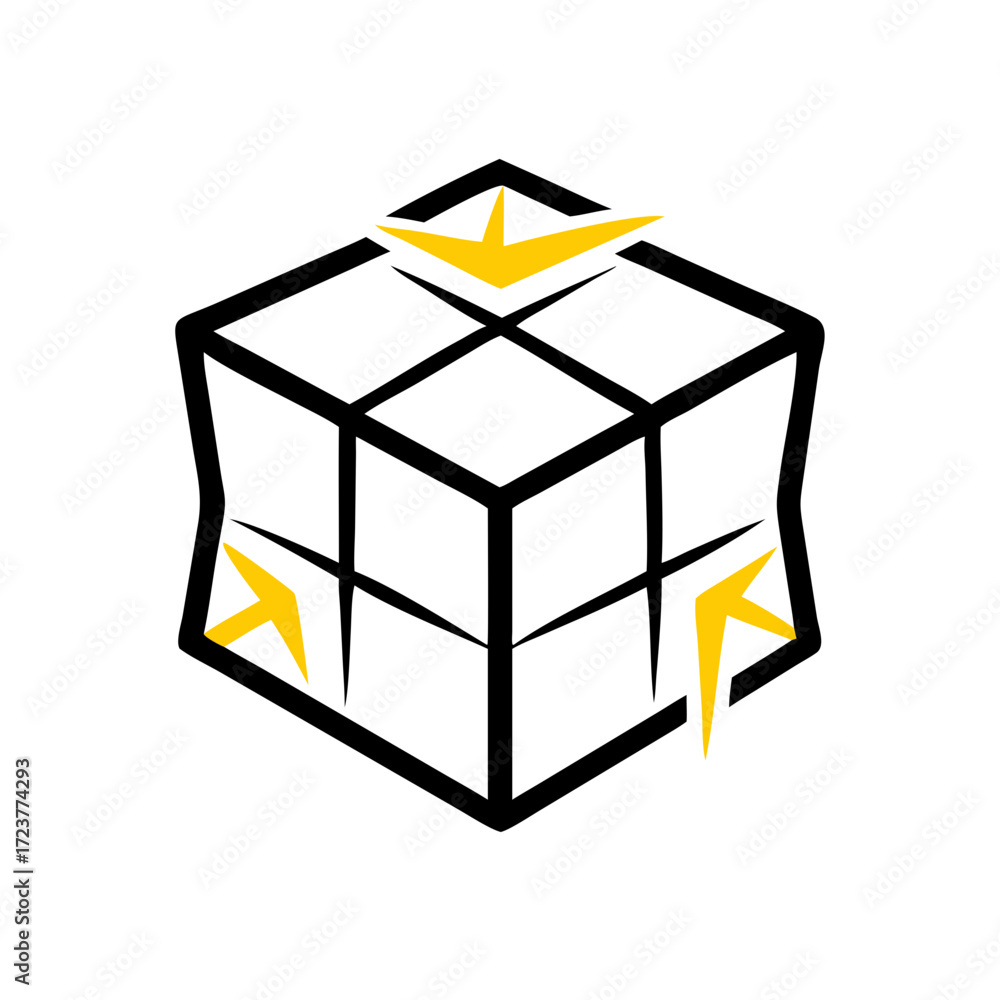 Poster 3d cube parcel design icon for web and graphic design
