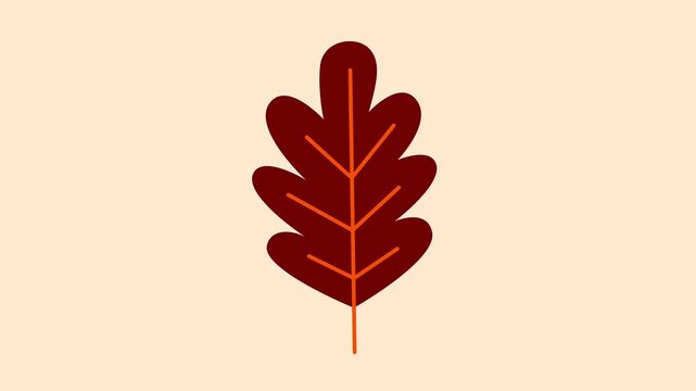 Animated brown oak leaf drifting down in warm autumn tones, seamless loop
