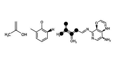 Diverse organic molecules and chemical structures for scientific research and development vector