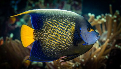 A regal angelfish in a coral reef