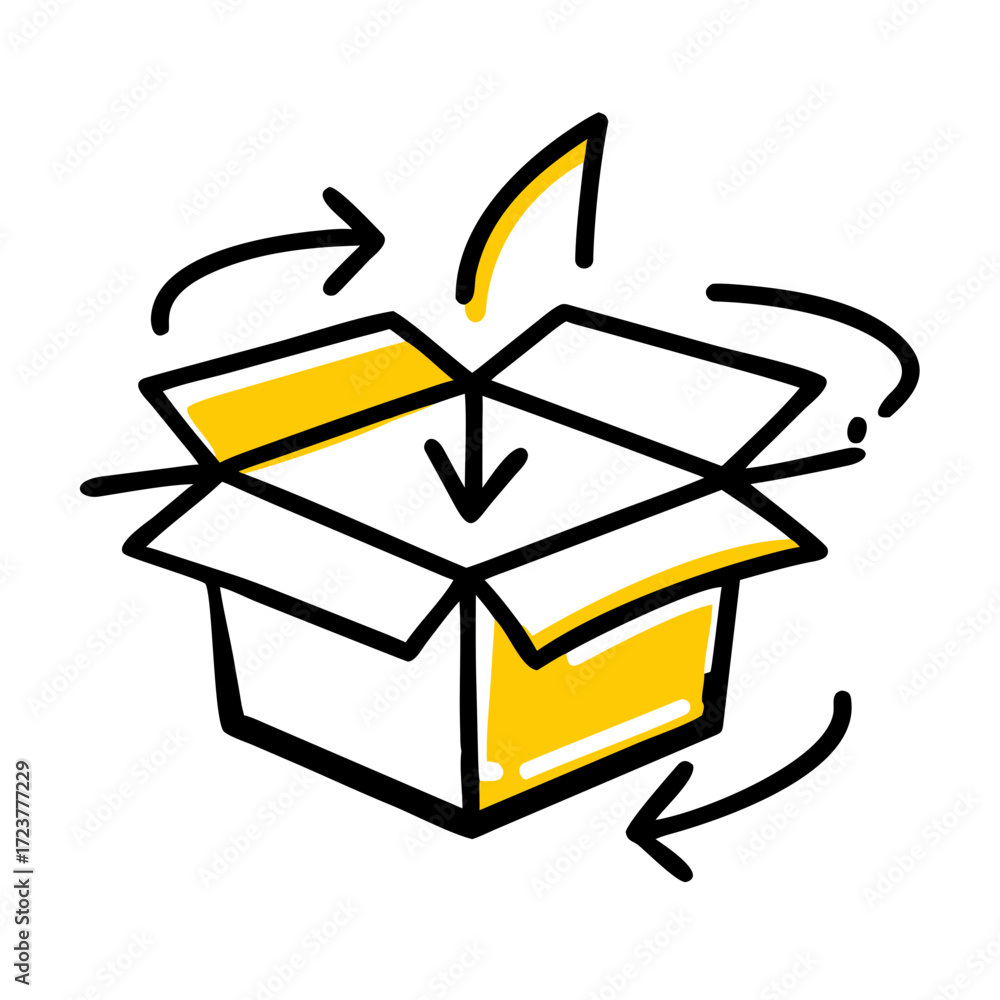 Poster box surrounded by rotating arrows icon for web and graphic design