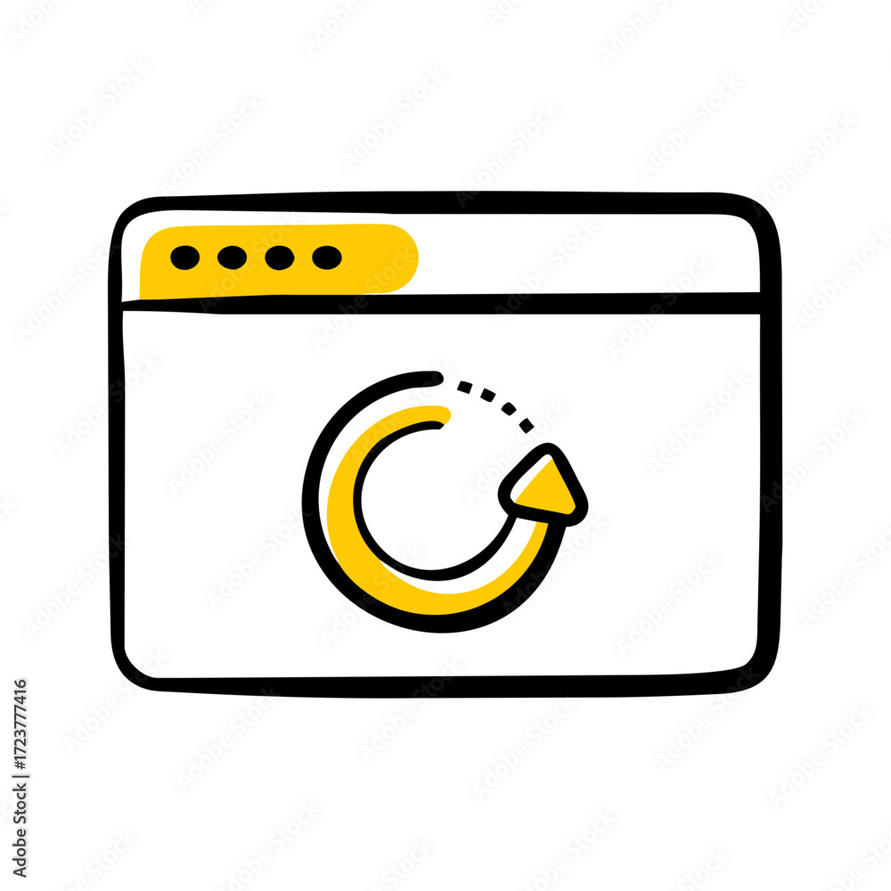 Poster browser with loading progress circle symbol icon for web and graphic design