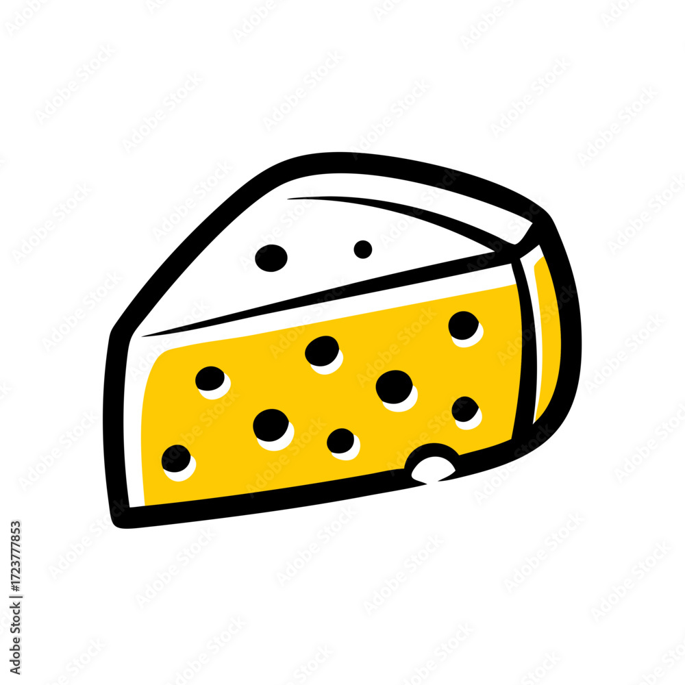 Poster cheese block with wedge icon for web and graphic design