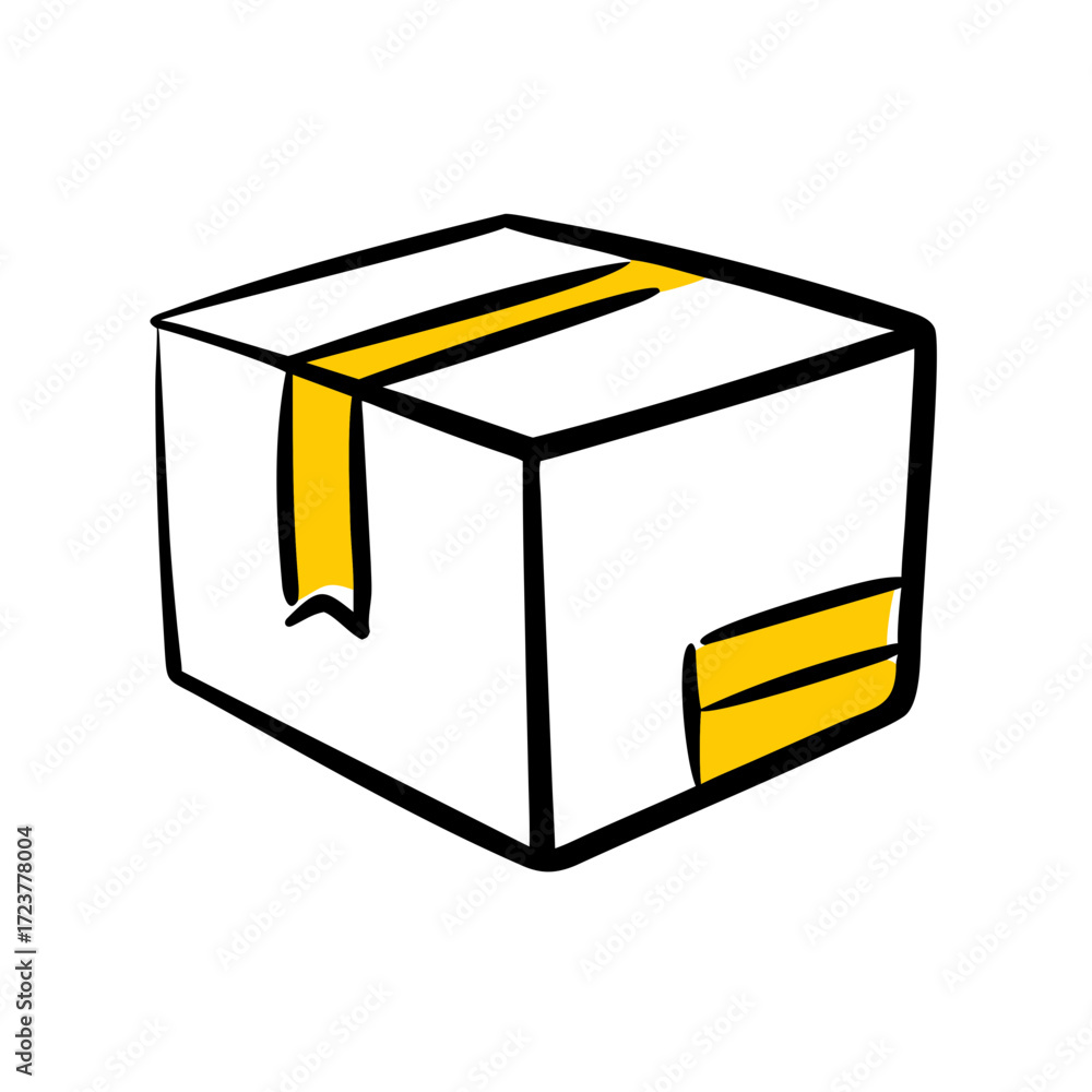 Poster closed shipping box with tape icon for web and graphic design