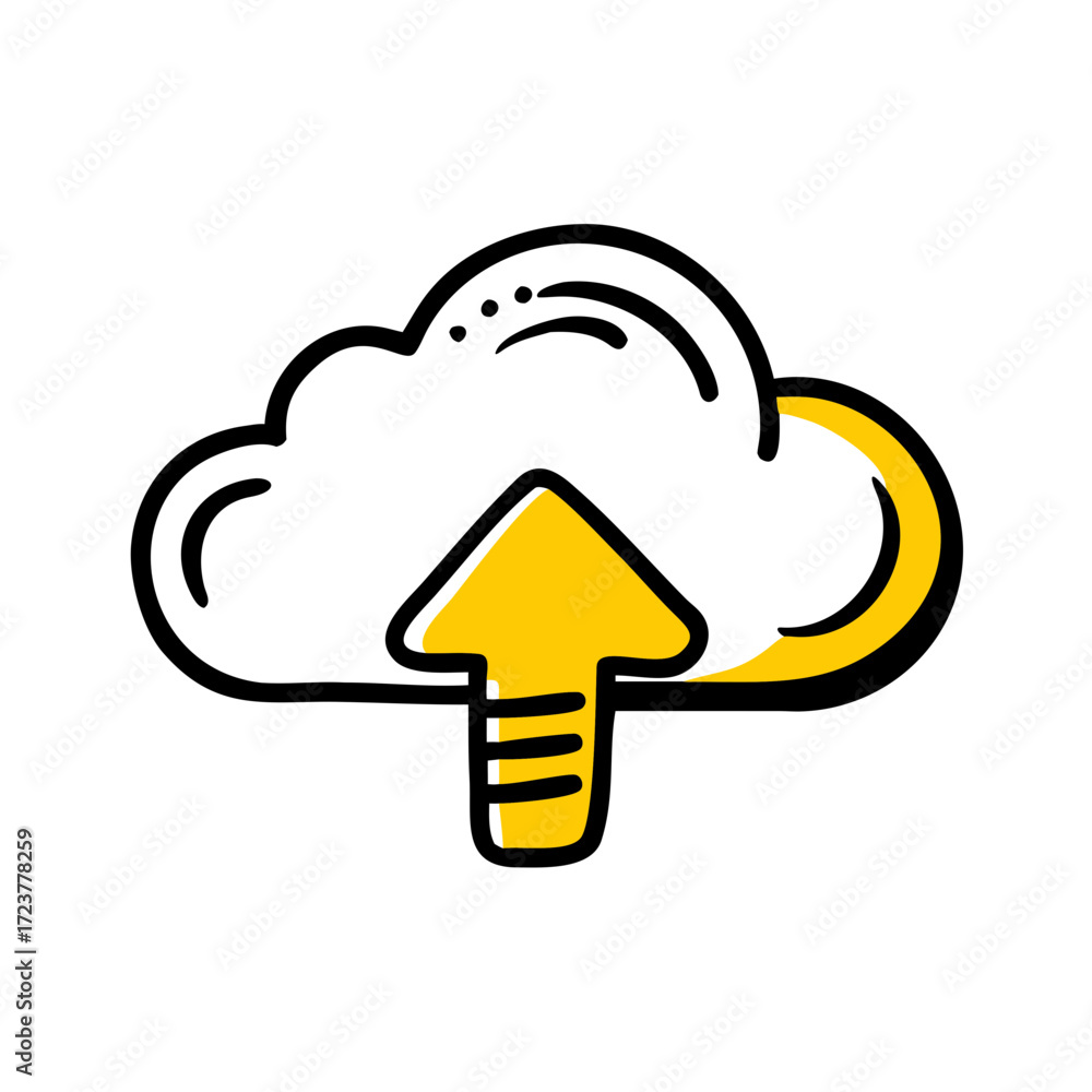 Aufkleber cloud data storage with upload arrow icon for web and graphic design