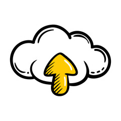 Cloud Data Storage With Upload Arrow Icon For Web And Graphic Design