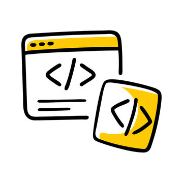 Coding Symbols With Development Language Icon For Web And Graphic Design
