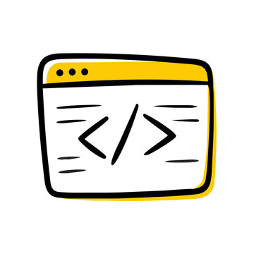 Coding Window With Development Script Lines Icon For Web And Graphic Design