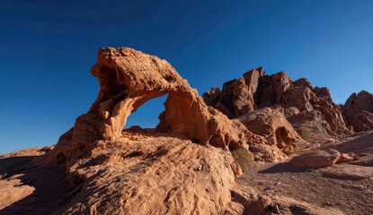 Red rock archway, desert landscape