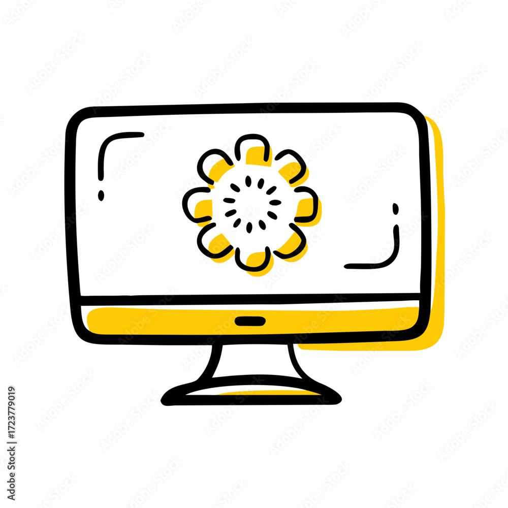 Poster computer screen with loading process symbol icon for web and graphic design
