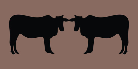  Black Cow Silhouette in Side View color background