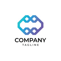 Fototapeta premium Vector art of a modern abstract logo with a blue and purple gradient, forming an interlocking geometric shape