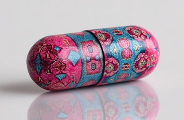 Ornate pill capsule, vibrant colors