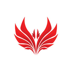 Vector art of vibrant red abstract wing logo