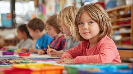 Fototapeta premium Cute Children Engaged in Arts and Crafts