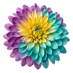 Obraz premium a colorful flower with purple yellow and teal layer