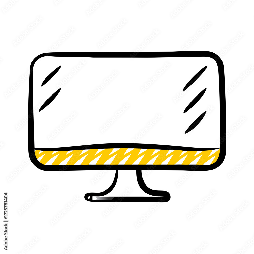 Poster flat screen desktop monitor icon for web and graphic design