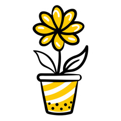 Flower Pot With Blooming Decorative Plant Icon For Web And Graphic Design