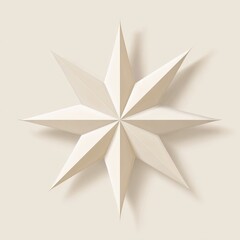 Cream-colored, eight-pointed star, 3D effect, shadow