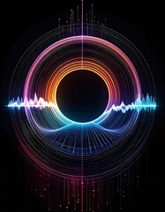 Abstract concentric circles, colorful wave patterns