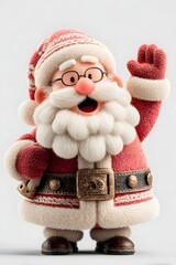 3D cartoon Santa Claus ringing bell cheerful smile isolated on white background