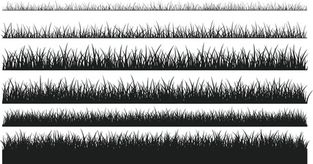 Collection of Grassy Border Illustrations Natural Greenery and Landscape Elements