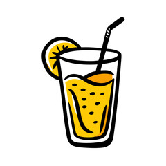 Grocery Juice Glass With Straw Icon For Web And Graphic Design
