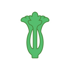 Celery icon in bright color for organic ingredient and fresh vegetable projects.