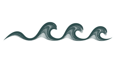 Fototapeta premium Dark green ocean waves pattern seamless design isolated aquatic motion vector