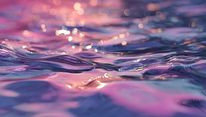 Vibrant Abstract Water Surface with Pink and Purple Reflections.