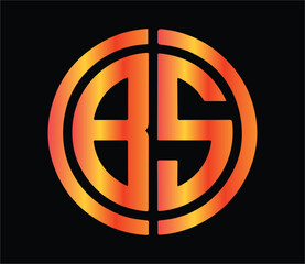 Modern abstract BS monogram logo design with circular shape, gradient orange red colors, creative professional branding emblem on black background