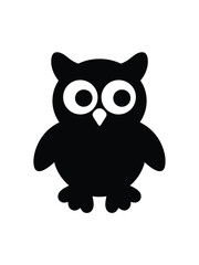 Simple black silhouette of a cute cartoon owl