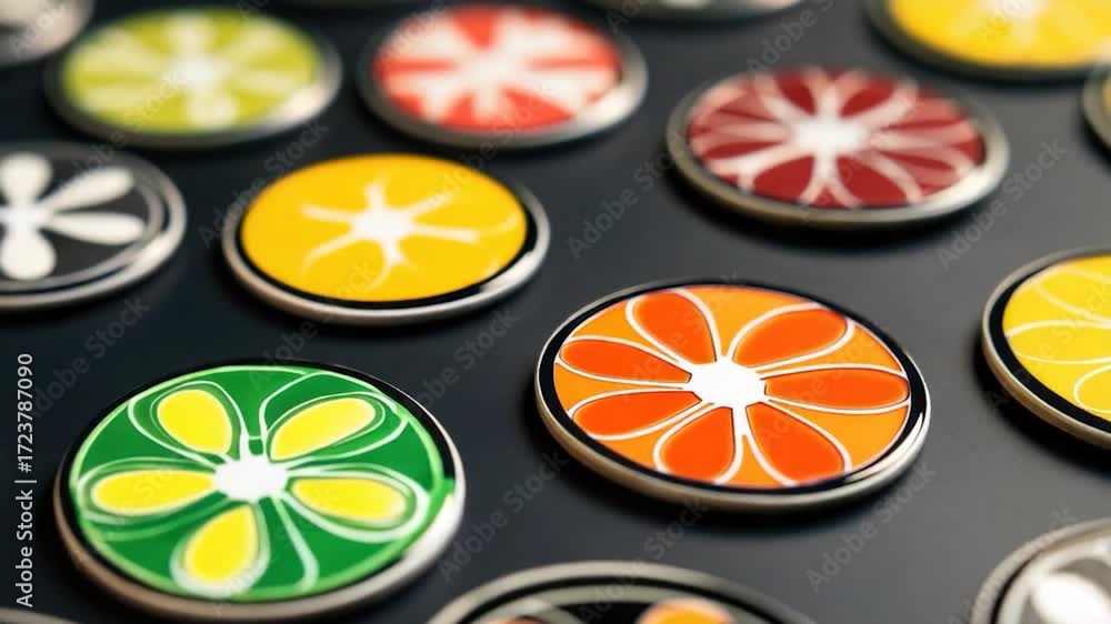 Wall mural a detailed view of different buttons on a flat surface, ideal for illustrating concepts related to i