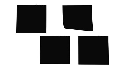 Four textured black squares with torn edges isolated on top down view vector