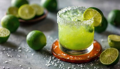 Fototapeta premium Refreshing lime margarita in a glass