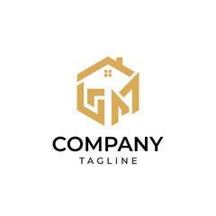 Fototapeta premium Vector art of modern geometric golden gm monogram logo for real estate company