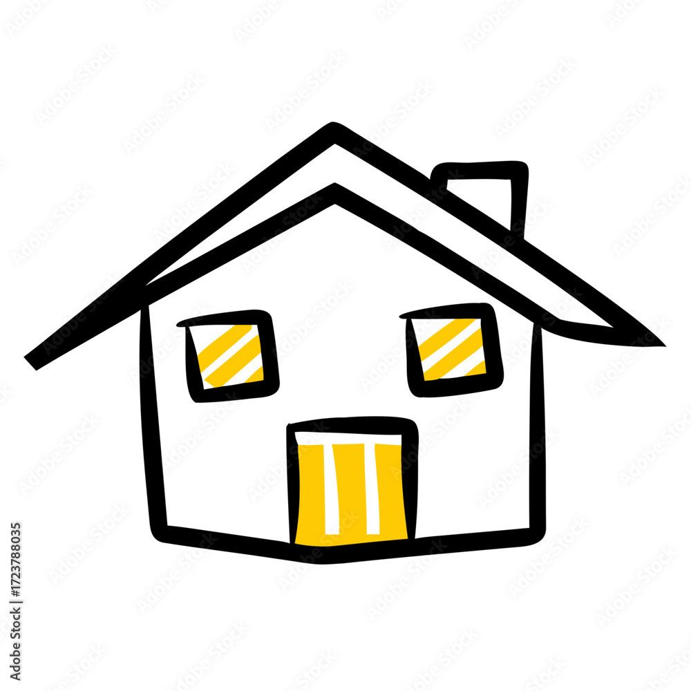 Poster house with moving boxes inside icon for web and graphic design