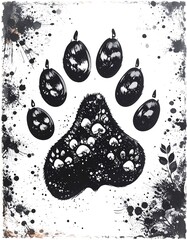 Black and white paw print design