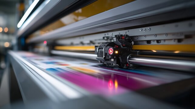 close up printer printing on vinyl sheet