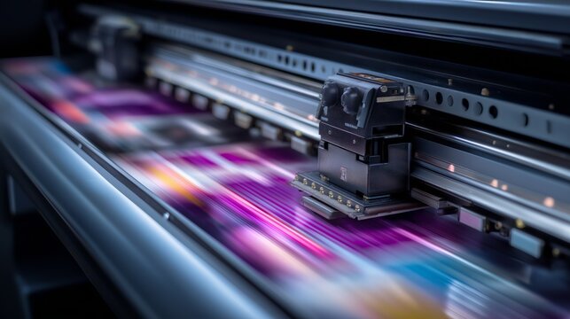 close up printer printing on vinyl sheet