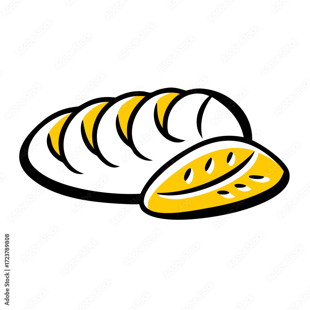Poster Loaf Of Bread With Slices Icon For Web And Graphic Design