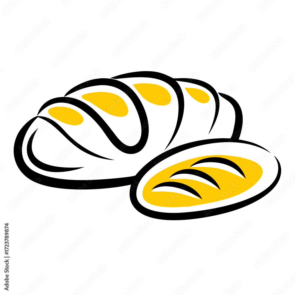 Poster loaf of bread with slices icon for web and graphic design