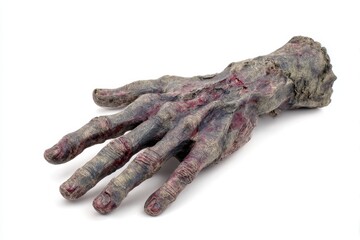 Zombie hand prop isolated on white background
