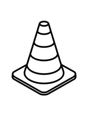 Simple outline drawing of a traffic cone on a white background