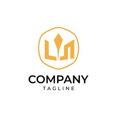 Vector art of golden abstract logo with crown and letter m